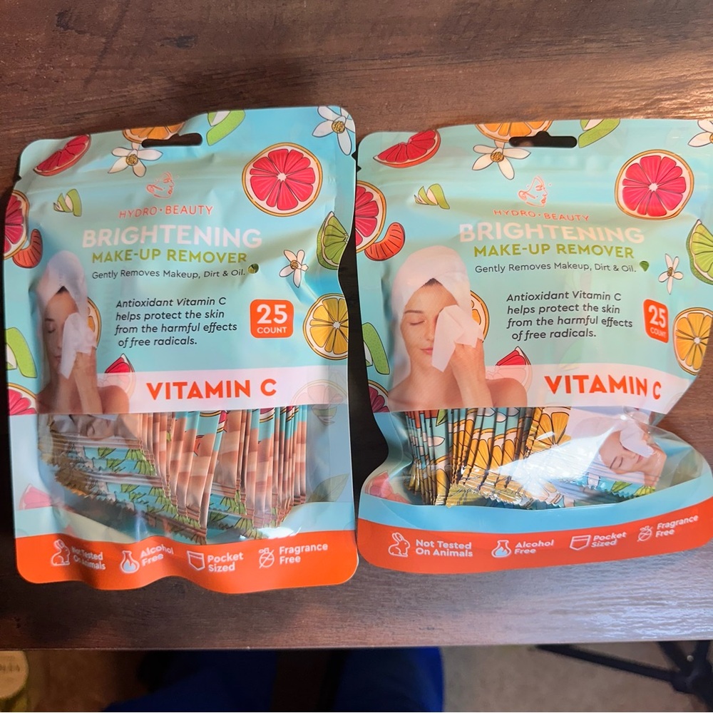 Hydro Beauty- Brightening Vitamin C MakeUp Remover Wipes 2 Bags=25 Wipes Per Bag